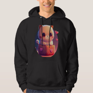 Valentinstag Katze Niedlich Katze in einer Schacht Hoodie