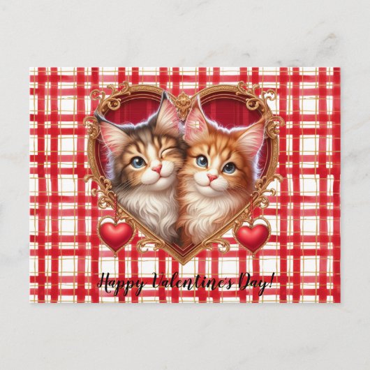 Valentinstag Katze Postkarte (Vorderseite)
