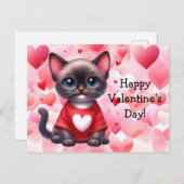 Valentinstag Katze Postkarte (Vorne/Hinten)