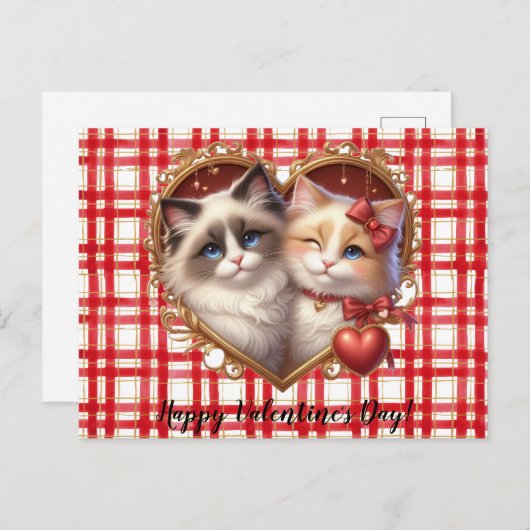 Valentinstag Katze Postkarte (Vorne/Hinten)