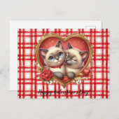 Valentinstag Katze Postkarte (Vorne/Hinten)
