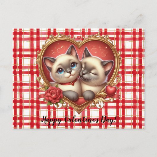 Valentinstag Katze Postkarte (Vorderseite)