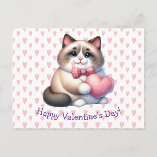 Valentinstag Katze Postkarte (Vorderseite)