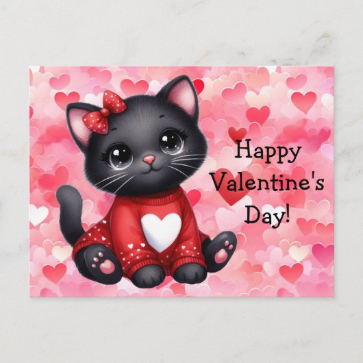 Valentinstag Katze Postkarte (Vorderseite)