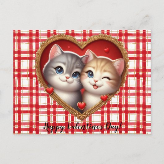 Valentinstag Katze Postkarte (Vorderseite)