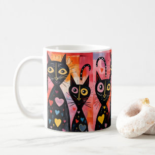 Valentinstag-Katze Rote Herzen Tassen
