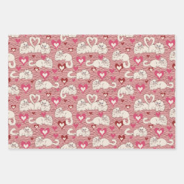 Valentinstag Katze Schwänze der Liebe Geschenkpapier Set