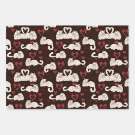 Valentinstag Katze Schwänze der Liebe Geschenkpapier Set