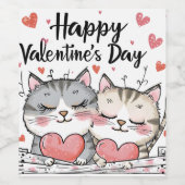 Valentinstag Katze Weinetikett (Einzelnes Label)