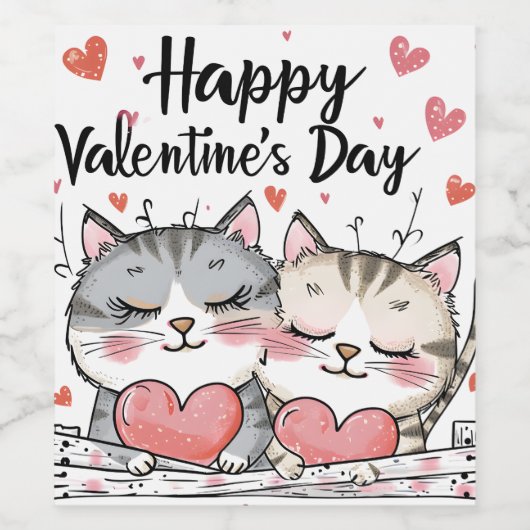 Valentinstag Katze Weinetikett (Einzelnes Label)