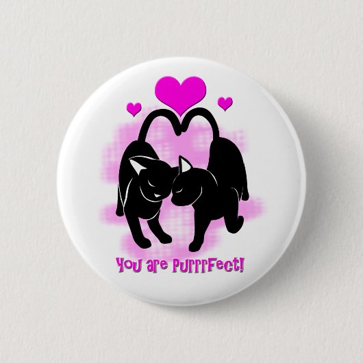 Valentinstag Katzen Button (Vorderseite)