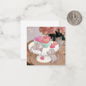 Valentinstag: Katzen, Herz-Cookies und Blume Mitteilungskarte (Vorderseite/Rückseite Beispiel)