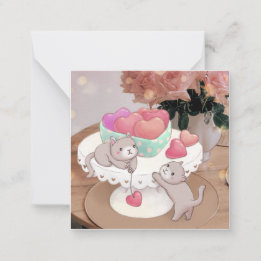 Valentinstag: Katzen, Herz Kekse & Blumen Mitteilungskarte