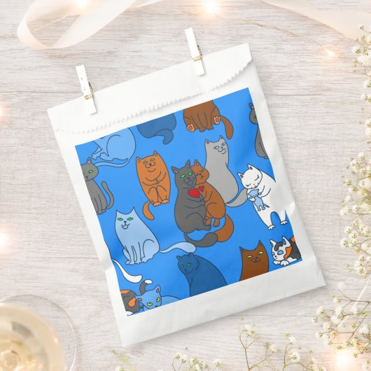 Valentinstag Katzen Herzblau Geschenktütchen (Ausgeschnitten)