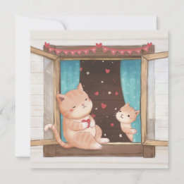 Valentinstag: Katzen & Herzen Illustration Feiertagskarte
