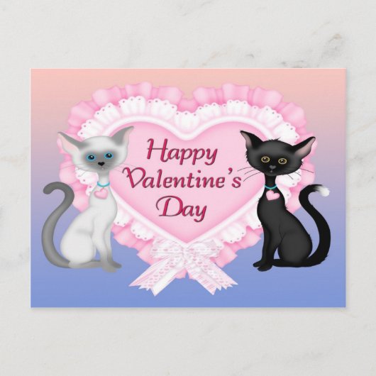 Valentinstag-Katzen-Postkarte Feiertagspostkarte (Vorderseite)