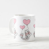 Valentinstag Katzen Rosa Herzen Tassen (Vorderseite Links)