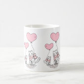 Valentinstag Katzen Rosa Herzen Tassen (Mittel)