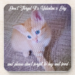 Valentinstag Katzenfoto Humor Text Lächeln Getränkeuntersetzer