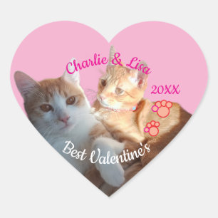 Valentinstag Katzenpfoten Text Herz-Aufkleber