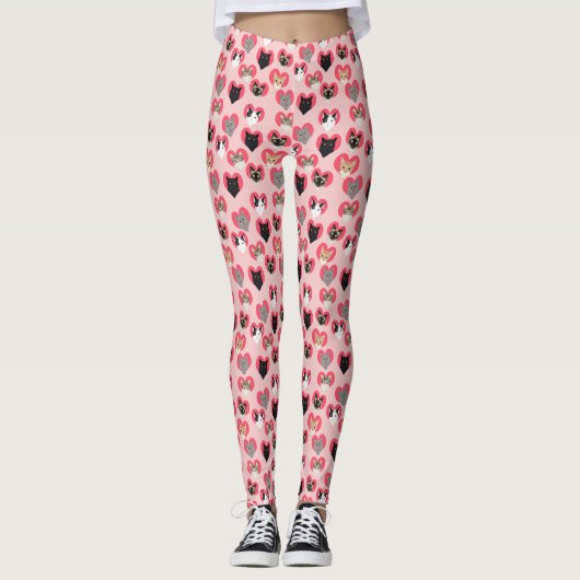 Valentinstag Katzenwelse Leggings (Vorderseite)