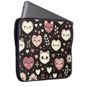 Valentinstag Kawaii Katzen Herz Blume Muster Laptopschutzhülle (Vorne Rechts)