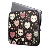 Valentinstag Kawaii Katzen Herz Blume Muster Laptopschutzhülle (Vorderseite Links)