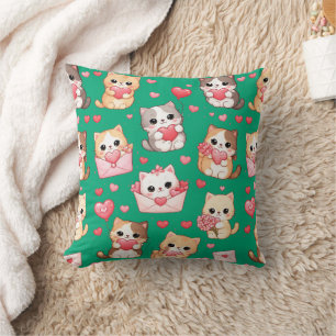 Valentinstag Kawaii Katzen Muster Wurf Kissen
