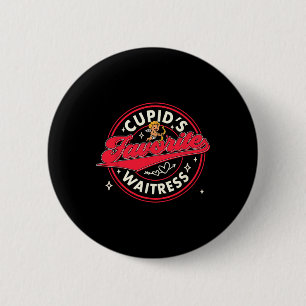 Valentinstag-Kellnerin Lustiger Cupids Lieblings-W Button