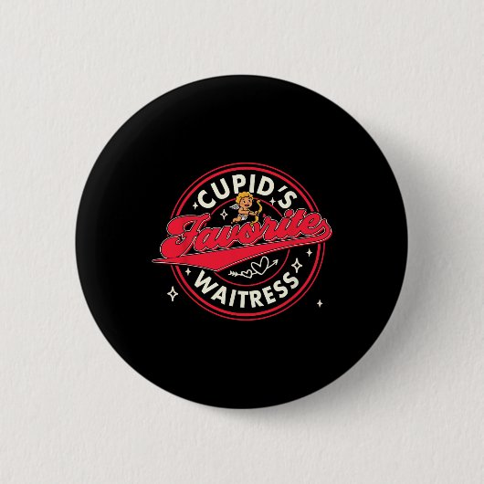Valentinstag-Kellnerin Lustiger Cupids Lieblings-W Button (Vorderseite)
