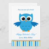 Valentinstag Kid Owl Blue Grußkarte Feiertagskarte (Vorne/Hinten)
