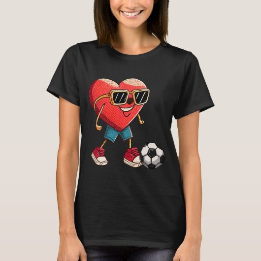 Valentinstag Kinder Jungen Männer Herzfußball T-Shirt (Vorderseite)