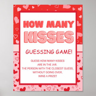Valentinstag Kisses Guessing Game Sign Poster