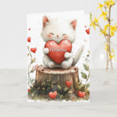 Valentinstag Kitten Red Hearts Karte (Gelbe Blume)