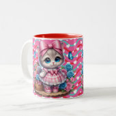 Valentinstag-Kitty Zweifarbige Tasse (Vorderseite Links)