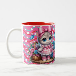 Valentinstag-Kitty Zweifarbige Tasse