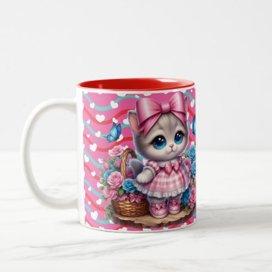 Valentinstag-Kitty Zweifarbige Tasse (Links)