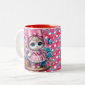 Valentinstag Kitty Zweifarbige Tasse (Vorderseite Links)