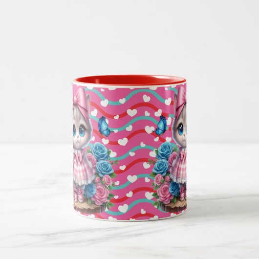 Valentinstag Kitty Zweifarbige Tasse (Mittel)