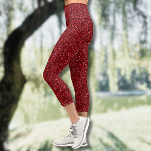 Valentinstag Klassisch Trendiges rotes Glitter Capri Leggings
