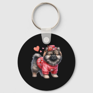 Valentinstag Kleidung Herzen Pomeranian Hund Mode Schlüsselanhänger