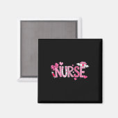 Valentinstag-Krankenschwester Grafik Rosa Muster F Magnet (Vorderseite/Rückseite)