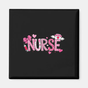 Valentinstag-Krankenschwester Grafik Rosa Muster F Magnet