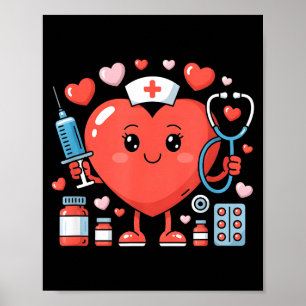 Valentinstag Krankenschwester Herz Lustig Krankenp Poster
