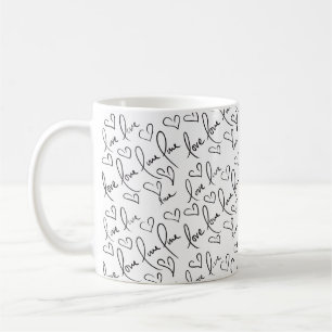 Valentinstag Kritzeleien Schwarze Handschrift Kaffeetasse