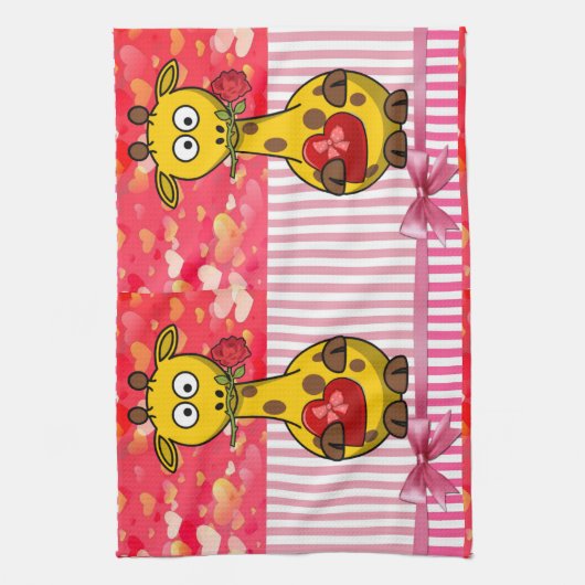 Valentinstag Küchenhandtuch, Giraffe Geschirrtuch (Vertikal)