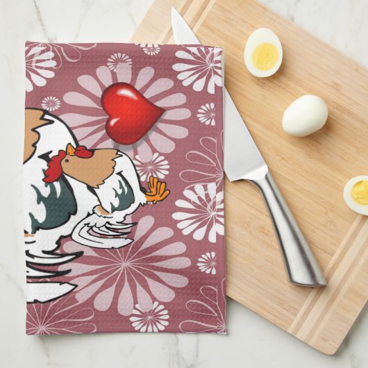 Valentinstag Küchenhandtuch, Hühnchen Geschirrtuch (Viertel Falte)