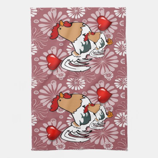 Valentinstag Küchenhandtuch, Hühnchen Geschirrtuch (Vertikal)