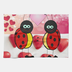 Valentinstag Küchenhandtuch, Ladybug Geschirrtuch
