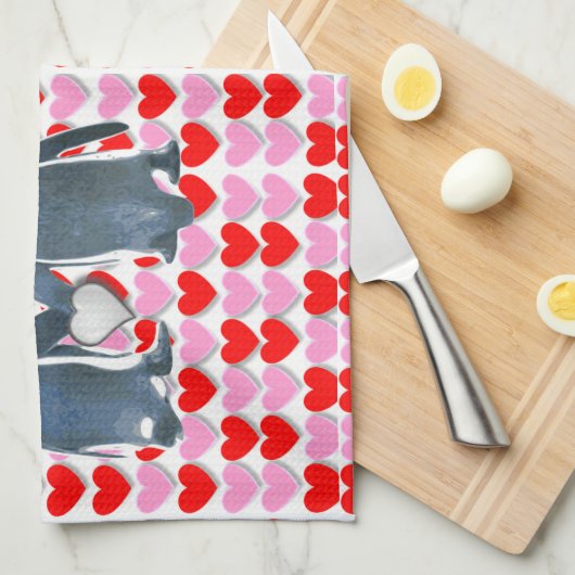 Valentinstag Küchenhandtuch, Pinguin Geschirrtuch (Viertel Falte)